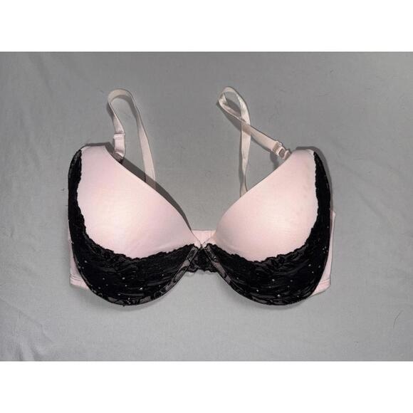 Smart & Sexy Pink and Black Lace Push-Up Bra 40D - Picture 5 of 9